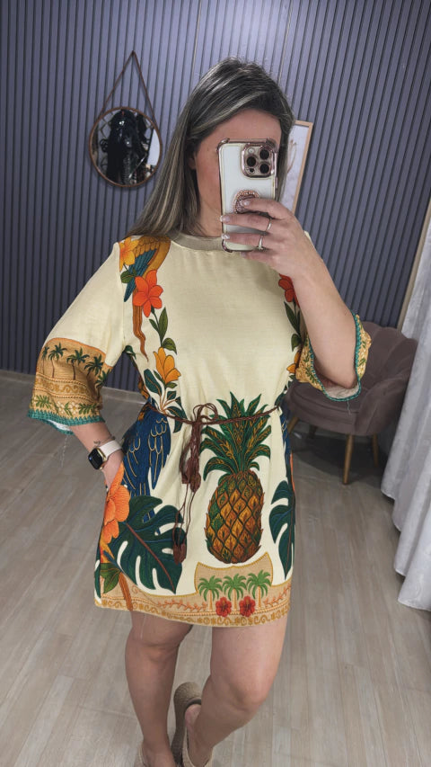 Vestido manga inspiração farm