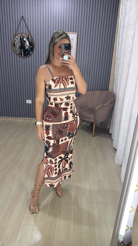 Vestido canelado inspiração farm