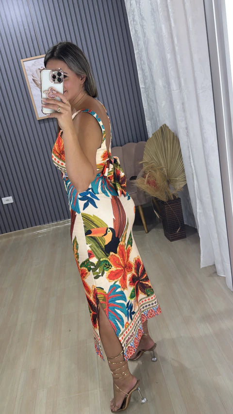 Vestido canelado inspiração farm