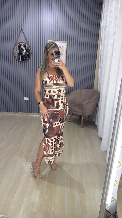 Vestido canelado inspiração farm