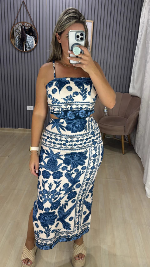 Vestido canelado inspiração farm