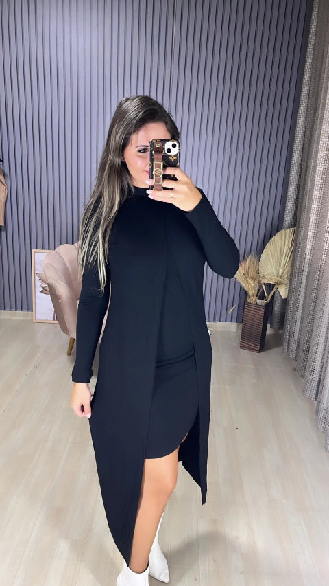 Vestido kimono manga longa