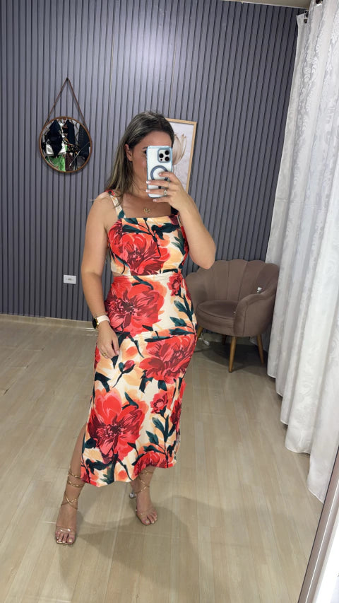 Vestido canelado inspiração farm