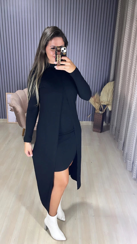 Vestido kimono manga longa