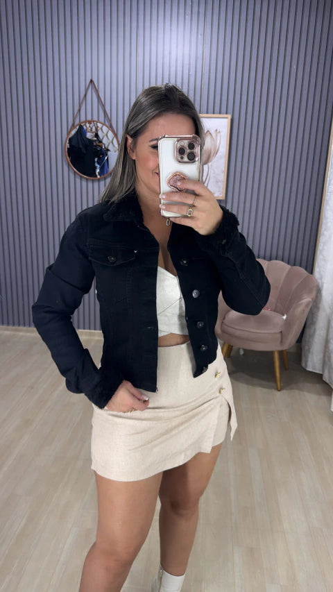 Jaqueta jeans pelinhos