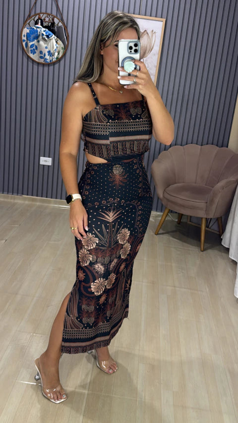 Vestido canelado inspiração farm